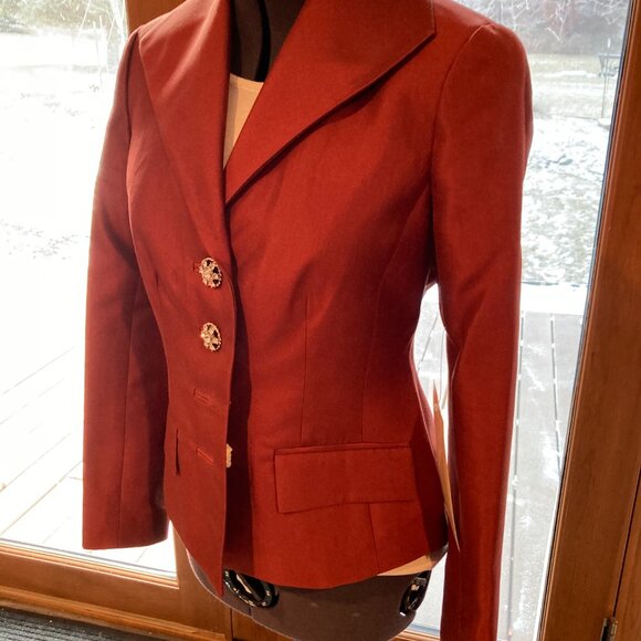 NEW w/Tags Sutton Studio Bloomingdale's Amber Silk Satin Suit Jacket Sz 2P - Picture 2 of 9